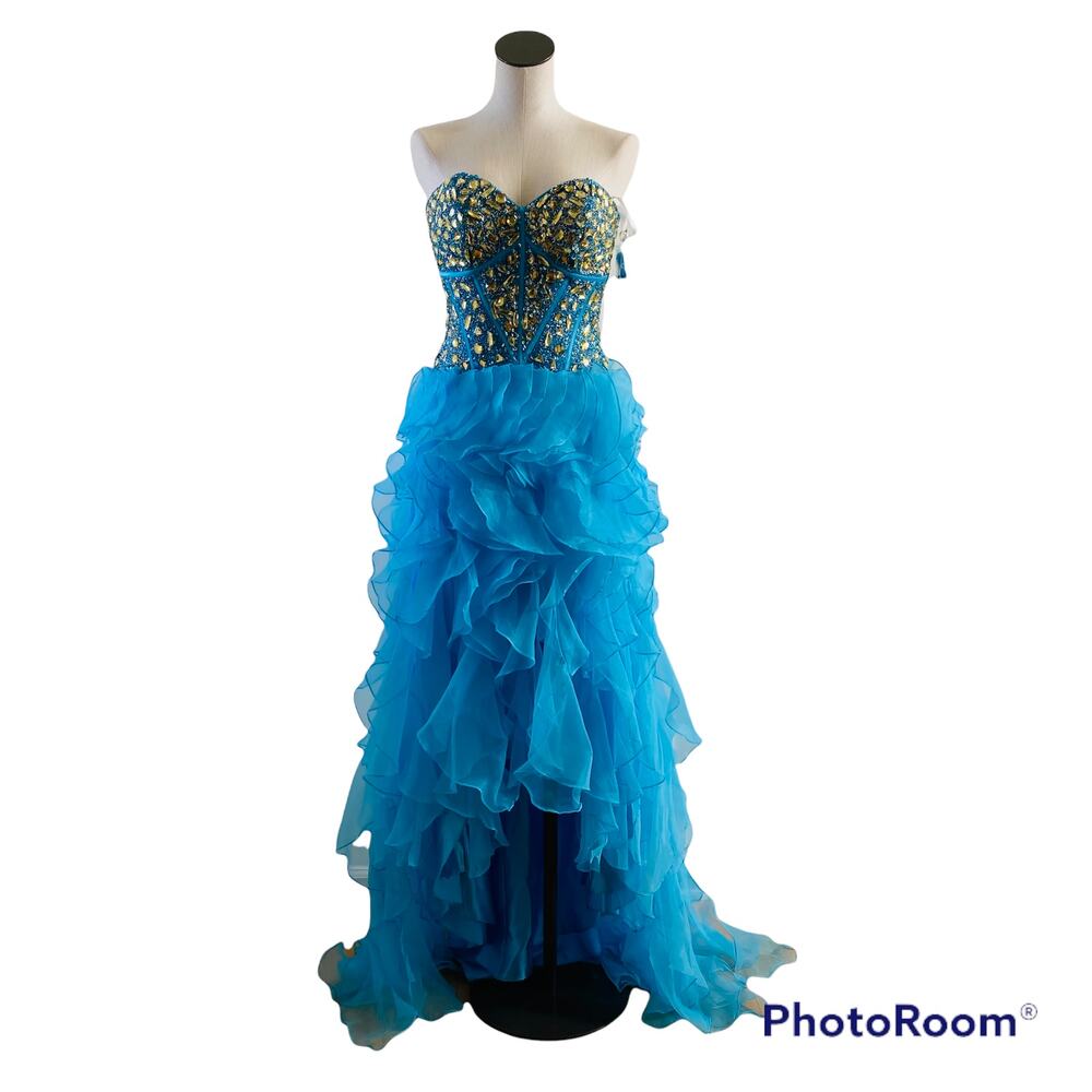 NWT Giosue High Low Beaded Cinderella Quinceanera Prom Dress Sz 10